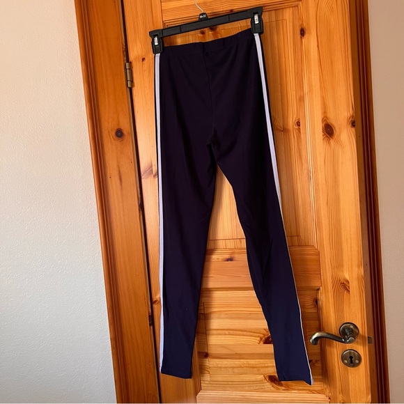 ✪✪✪ Navy Blue Double Striped Leggings - Picture 3 of 3